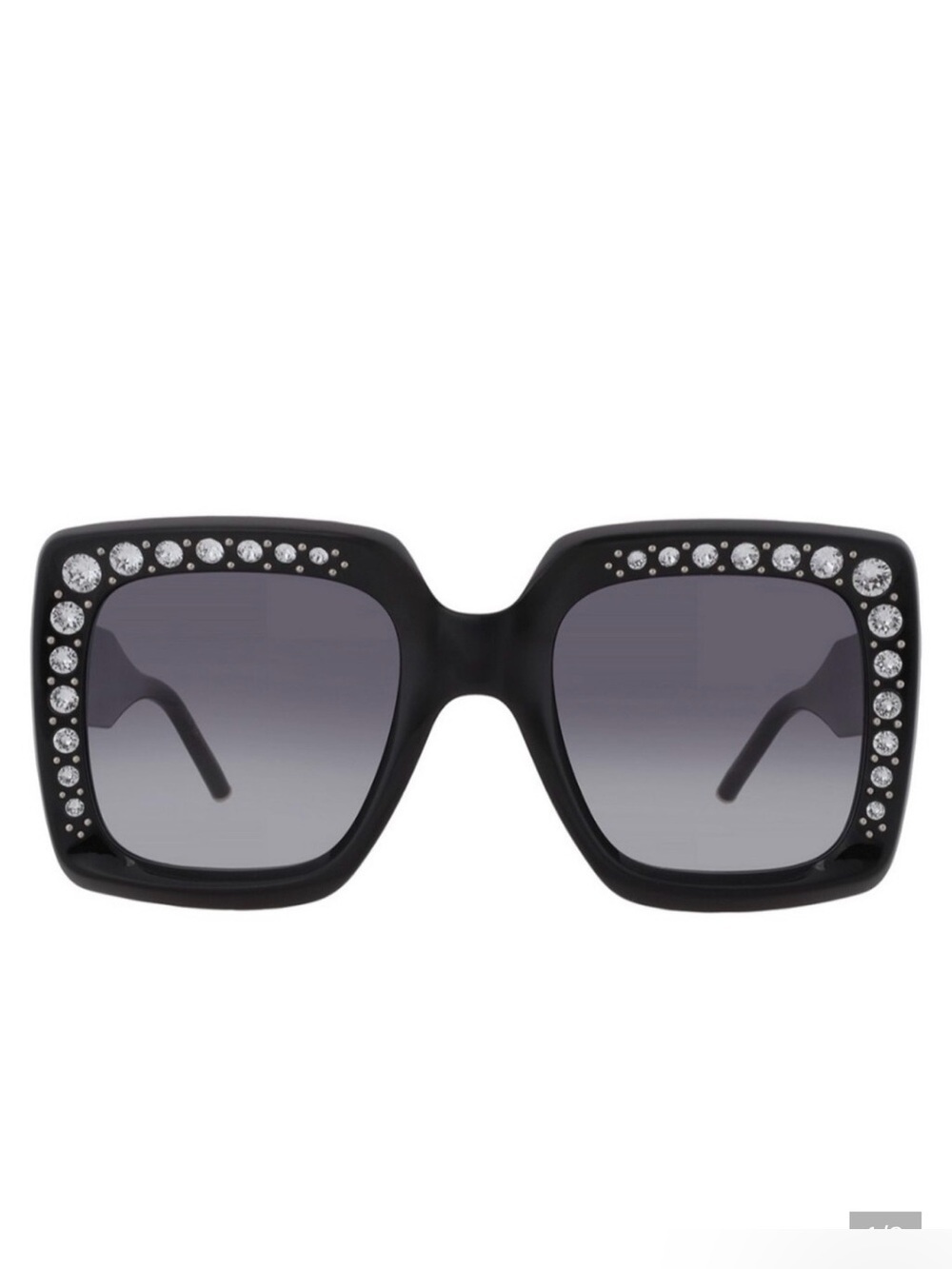 Carolina Herrera Black oversized Crystal-Trim Square Sunglasses! Like New!